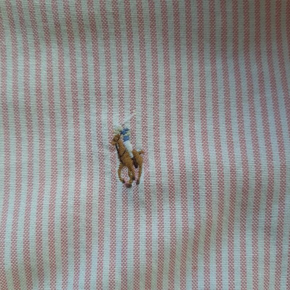 Ralph Lauren Men's Blue Label Pink White Stripe Button Up Shirt Size 6 - Picture 3 of 5